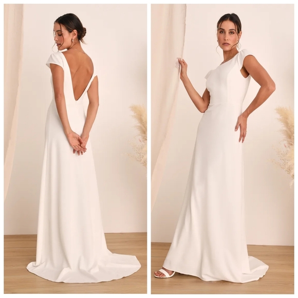 Lulus Dresses & Skirts - Lulus Radiance of Love White Cap Sleeve Backless A-Line Maxi Dress